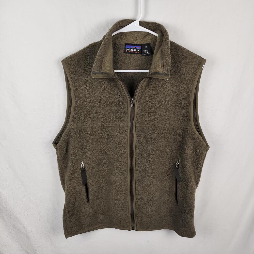 Patagonia Synchilla Vest Mens Medium Brown Fleece Full Zip Pockets Hiking